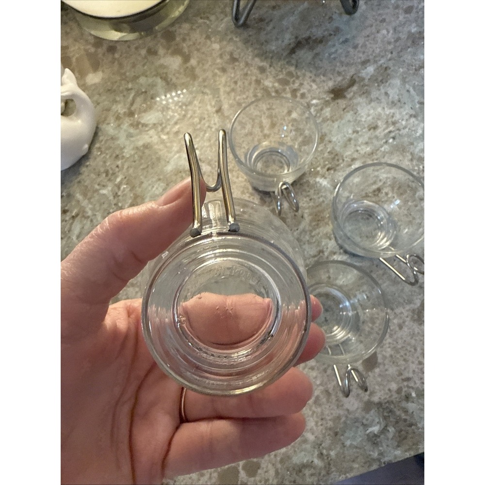 Set of 4, Bormioli Rocco Espresso Coffee Glass Cups Mugs Stainless Handles - Picture 5 of 8